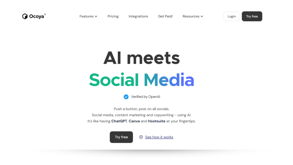 Ocoya - AI social media manangement tool