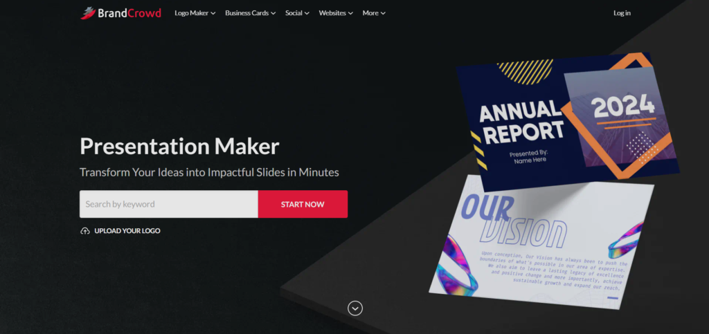 AI tools for presentation - BrandCrowd