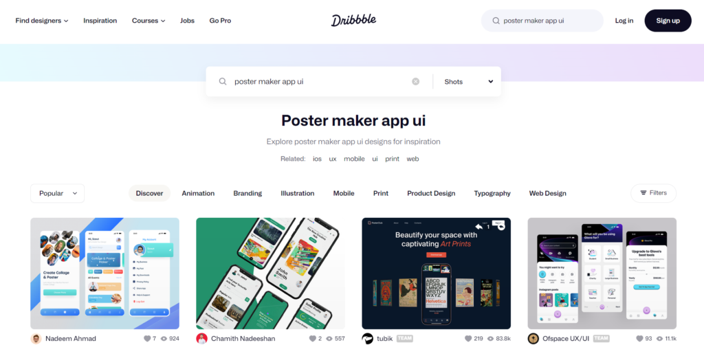 Dribbble - AI Tools for Poster Making