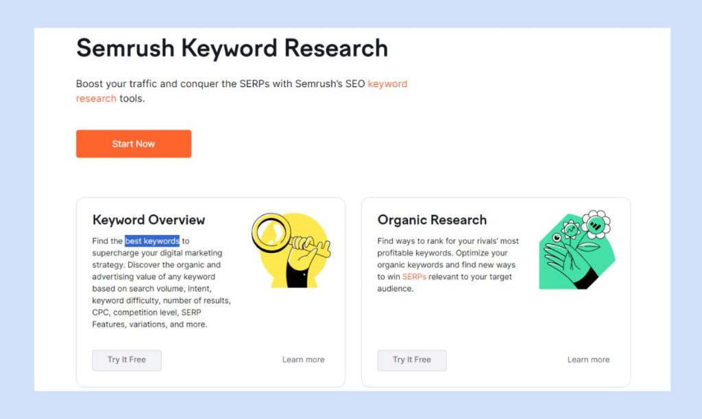 SEMrush - Keyword Research Tools