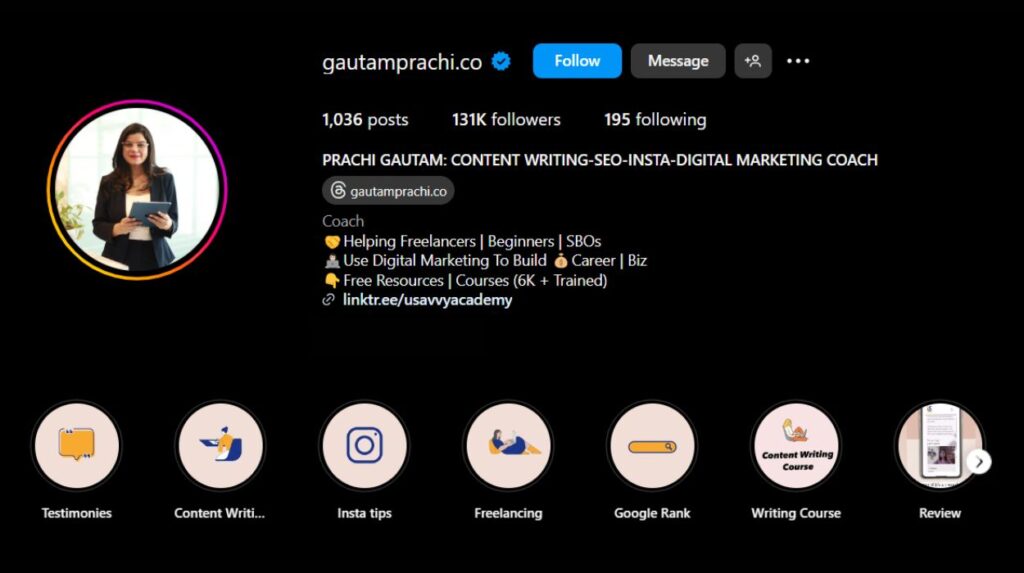 Digital Marketing Bio for Instagram