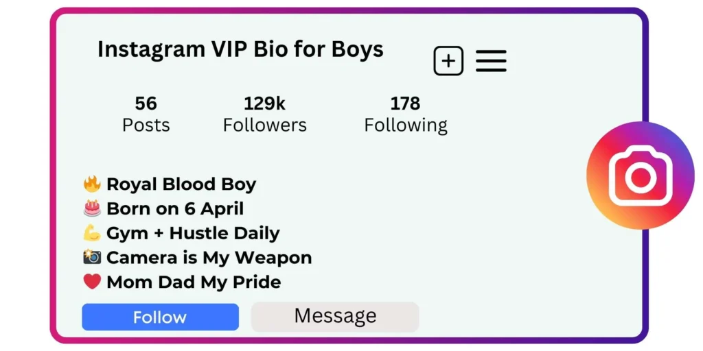 Instagram VIP Bio for Boys