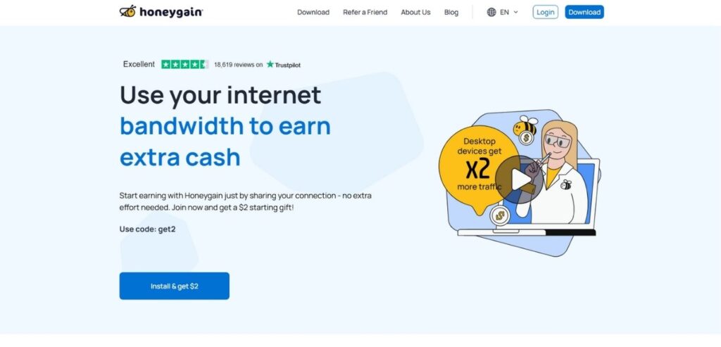 Honeygain - Best Earning Apps Without Investment