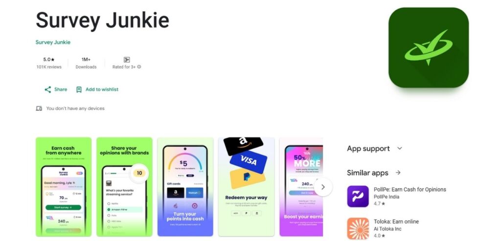 Survey Junkie - Best Earning Apps Without Investment