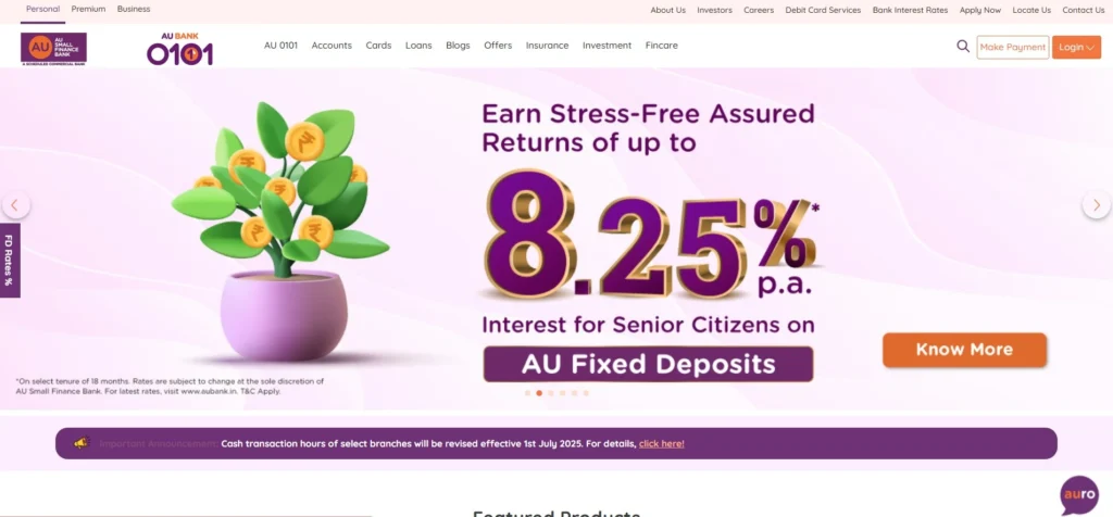 Finance Companies in Jaipur- AU Small Finance Bank