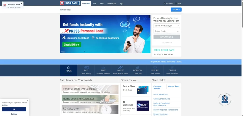 Finance Companies in Jaipur- HDFC Bank