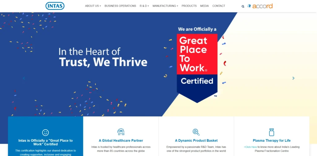 Pharma Company in India - Intas Pharmaceuticals