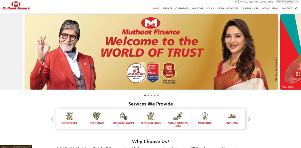 Finance Company in Bangalore - Muthoot Finance