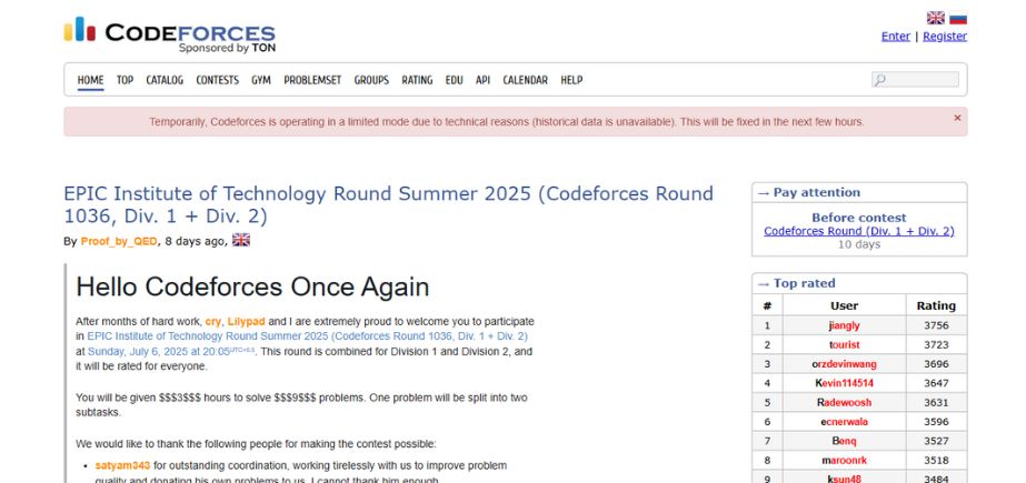 Codeforces - Best Coding platforms