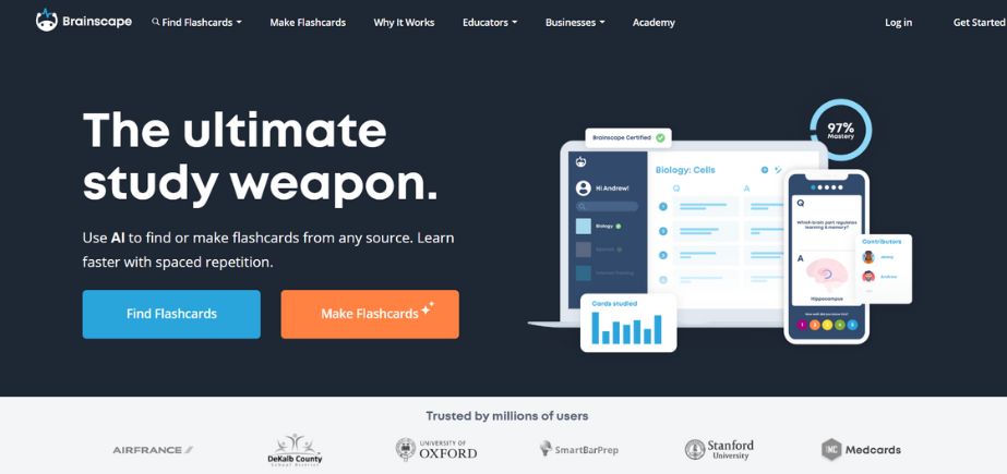 Brainscape - Free Quizlet Alternatives for Studying With AI