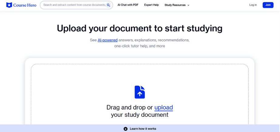 Course Hero - Free Quizlet Alternatives for Studying With AI