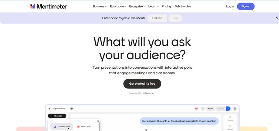 Mentimeter - Free Quizlet Alternatives for Studying With AI