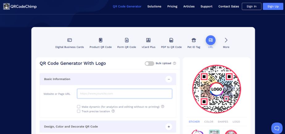 QRCodeChimp - Top Link QR Code Generators