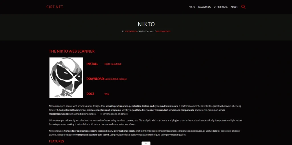 Open Source Cybersecurity Tools-Nikto