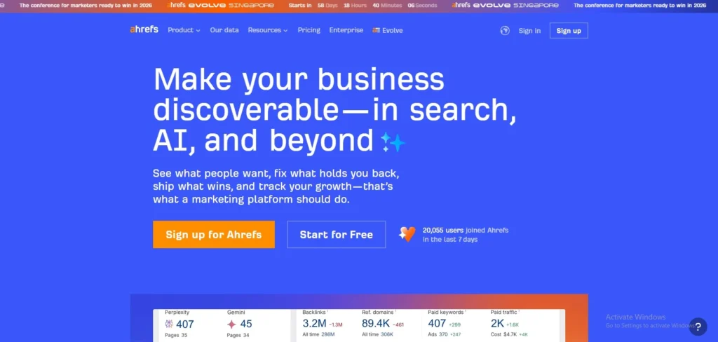 Ahrefs-Market intelligence software