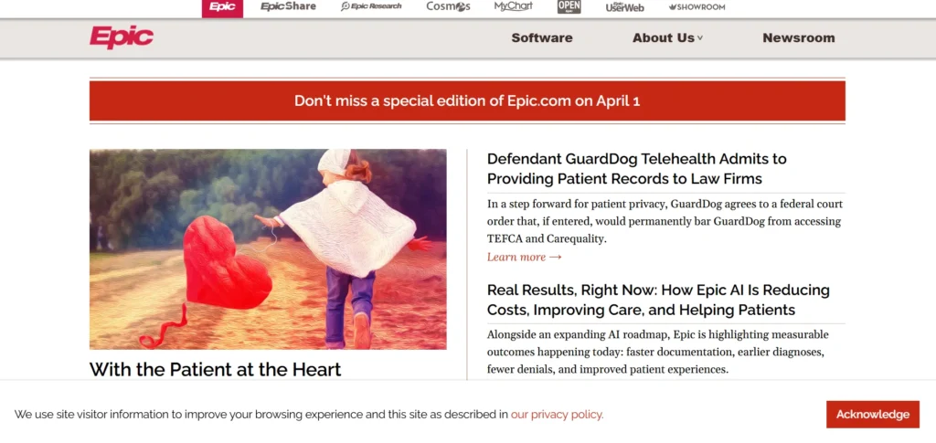 Patient management software- Epic Systems