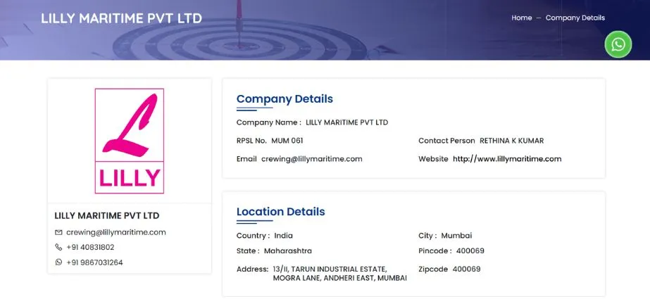 Lilly Maritime Pvt. Ltd. - Shipping Companies in Mumbai