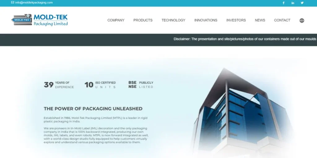 Mold-Tek Packaging Ltd- PET Bottle Manufacturers in India